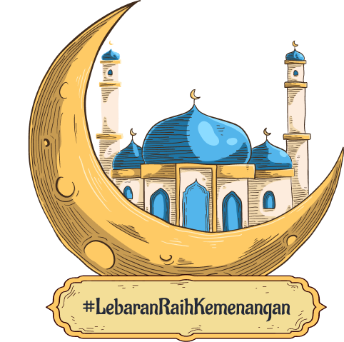 Leabran Raih Kemenangan. Selamat Idul Fitri 1442 Hijriah dengan Gambar Masjid dan bulan